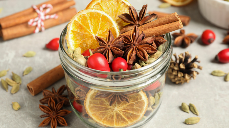 Spice potpourri in jar