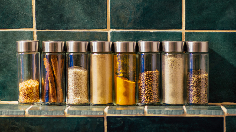 Spice jars on counter top