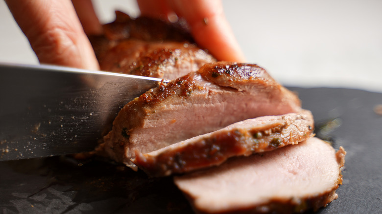 Slicing into waterfowl breast meat