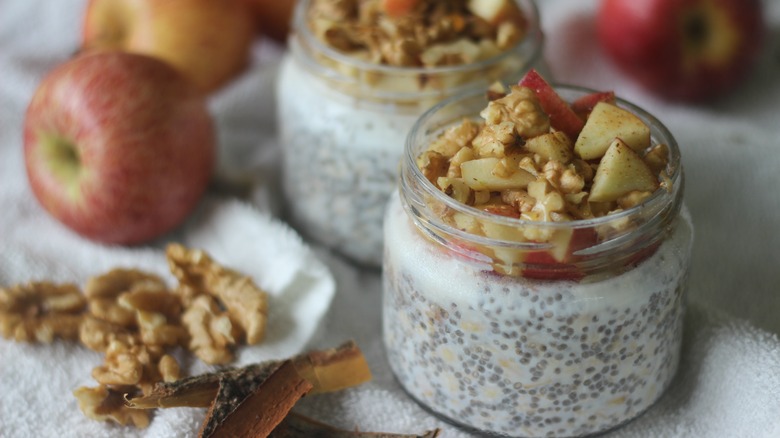 chia pudding in jars