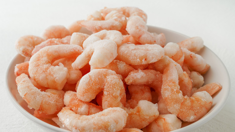 Frozen shrimp in a bowl