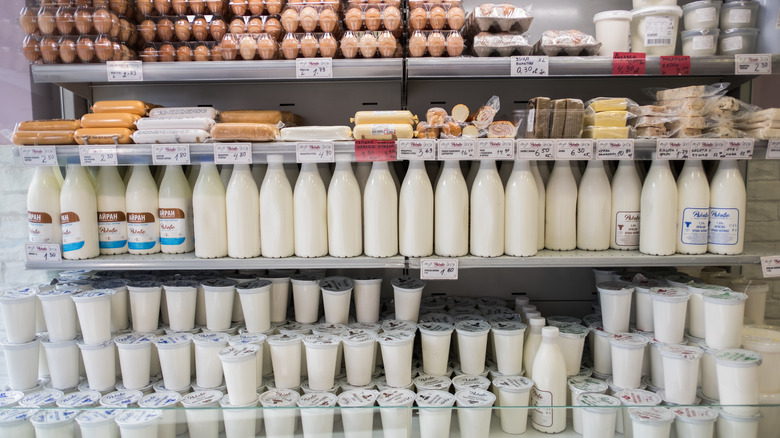 Dairy section of grocery store