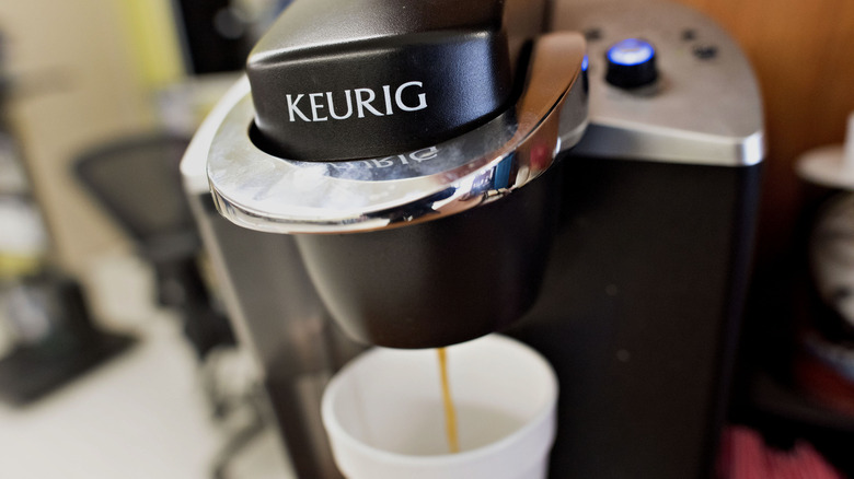 Keurig machine dispensing coffee