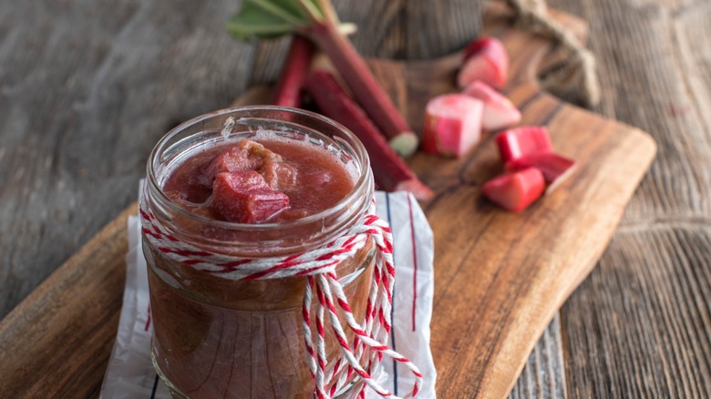 rhubarb compote in a jar