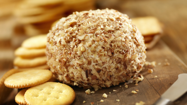 cheeseball covered in nuts