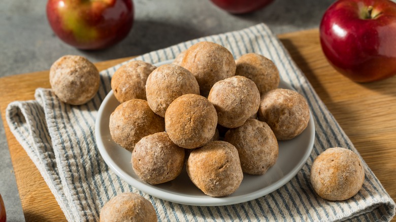 Apple cinnamon donut holes in bowl