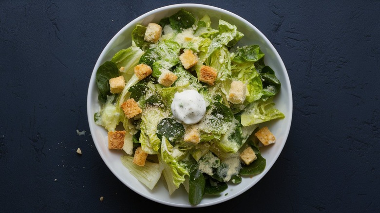 Caesar salad with croutons