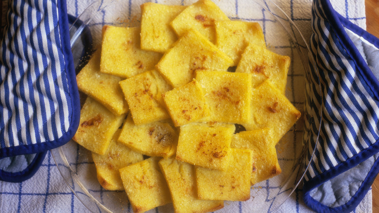 baked polenta croutons