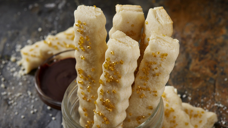 Sugar cookie fries with chocolate sauce