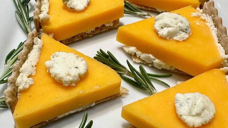 cheese and cracker pumpkin pie slices