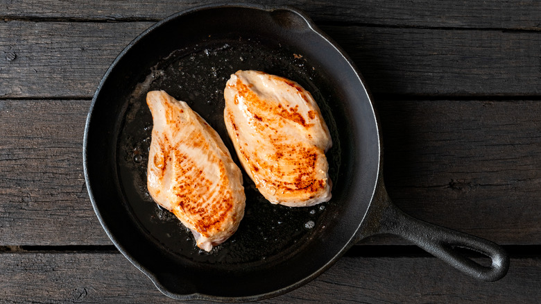 chicken breasts in cast iron 