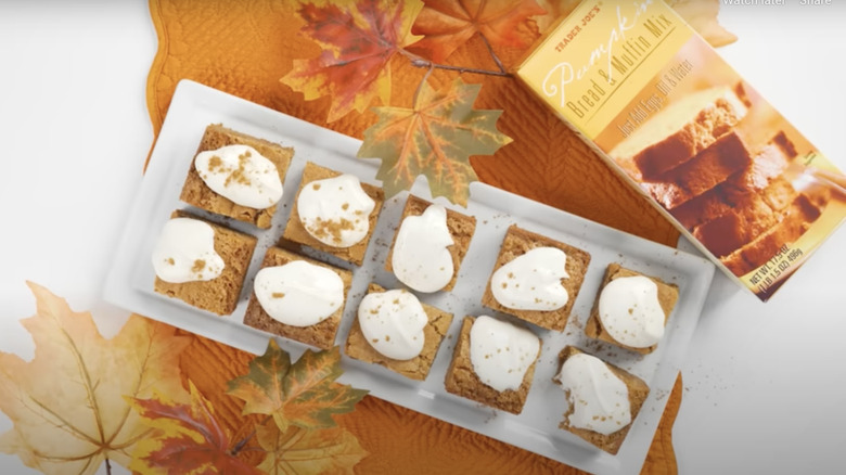 pumpkin blondies on a Halloween plate