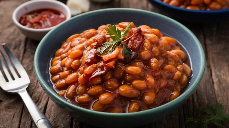 Baked beans with parsley