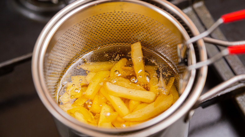 French fries in deep fryer