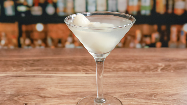 Lychee martini on bar counter