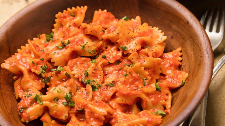 bowtie pasta in vodka sauce