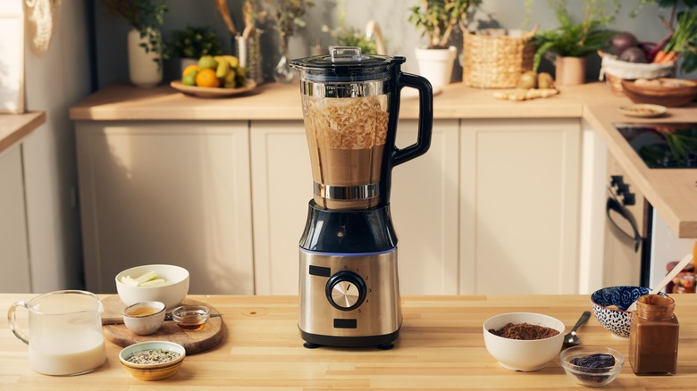 chocolate mixture in a blender