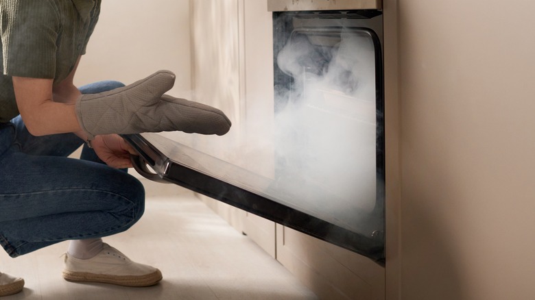 Smoke coming from an oven