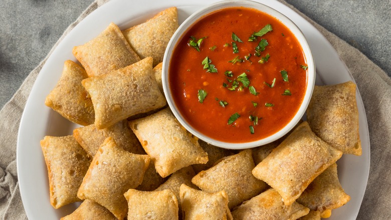 Pizza Rolls with dipping sauce