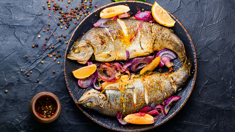 Roasted whole fish