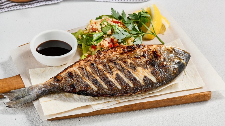 Roasted whole fish