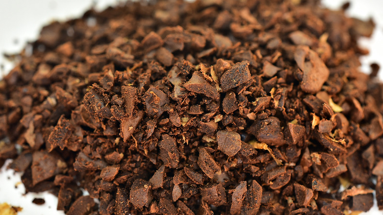 Closeup on coarsely ground coffee