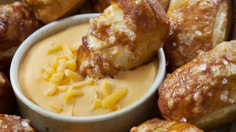 pretzel bites and cheese dip