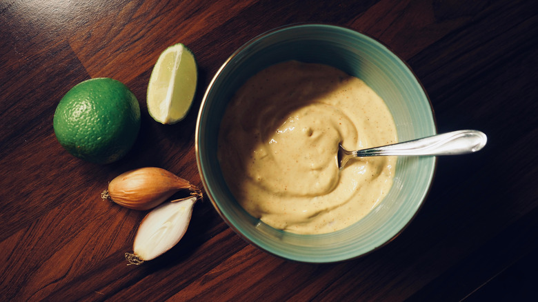 Homemade chipotle mayonnaise in a bowl