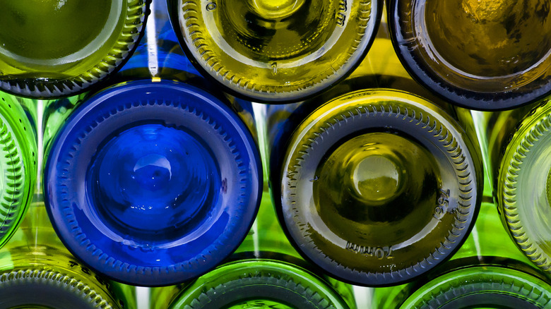 bottoms of glass wine bottles