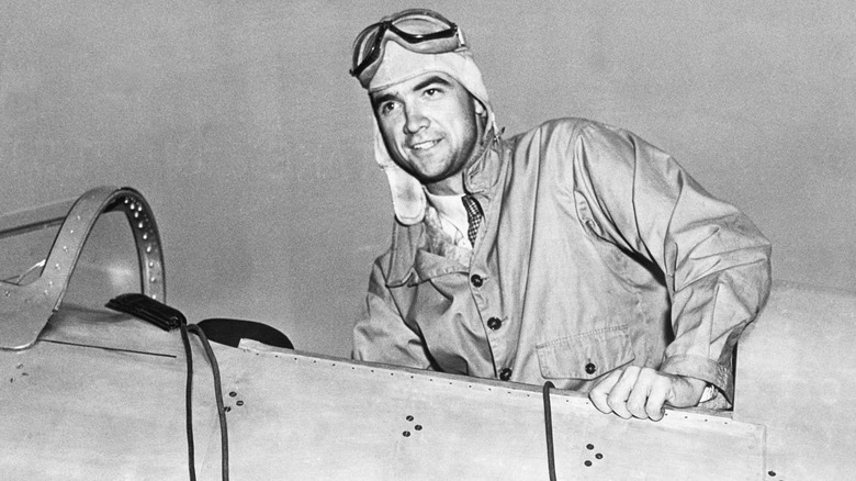 Howard Hughes in airplane cockpit