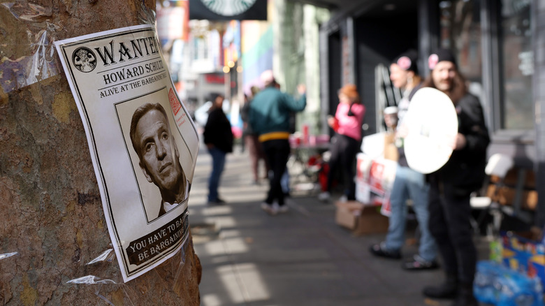 Anti-Schultz signage among Starbucks protestors