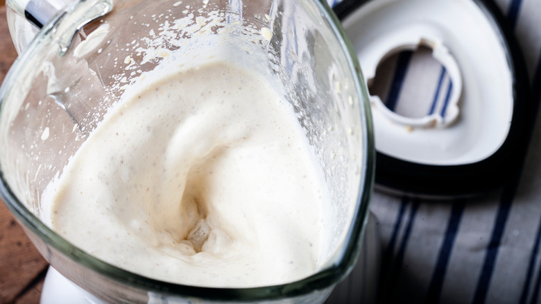 Cream in a blender