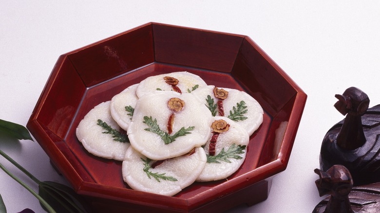 decorated hwajeon rice cakes