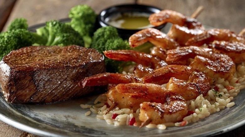 Sirloin and shrimp combination