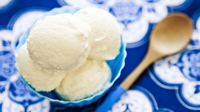 bowl of ice cream with spoon