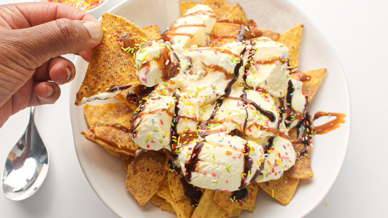 ice cream nachos in bowl
