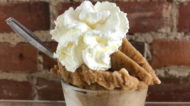 coffee granita in a cup with whipped cream