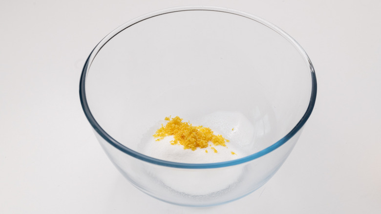 bowl with lemon zest and sugar 
