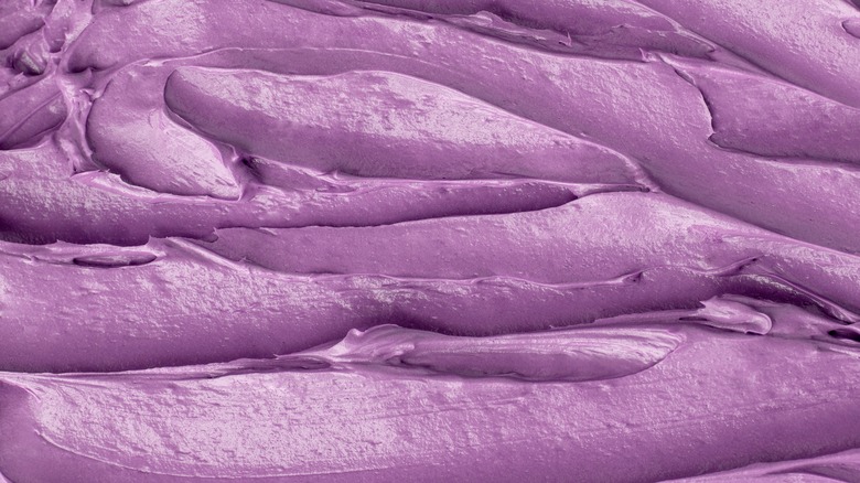 close up of purple frosting