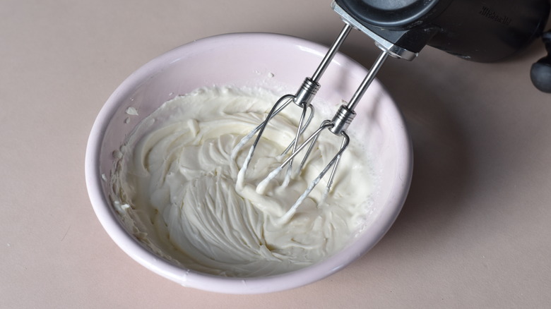 whipping cream in bowl