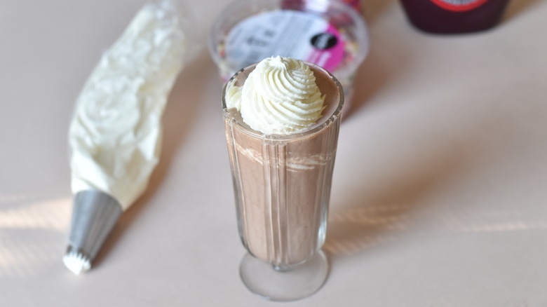 milkshake topping with whipped cream