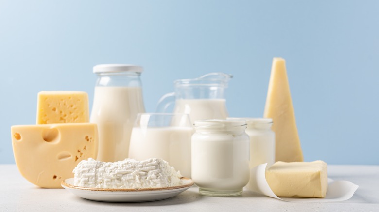 A variety of dairy cream products