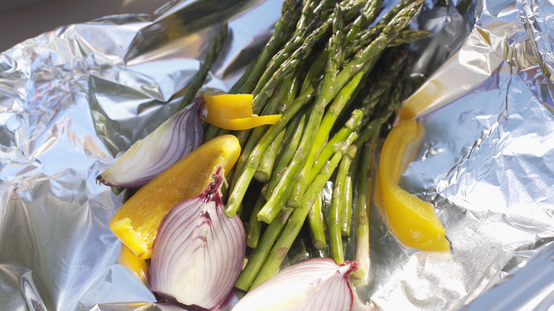 Vegetables in aluminum foil