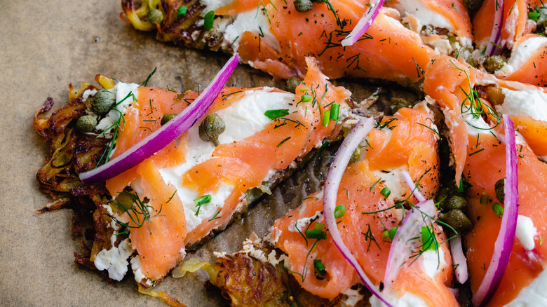 loaded latkes with toppings