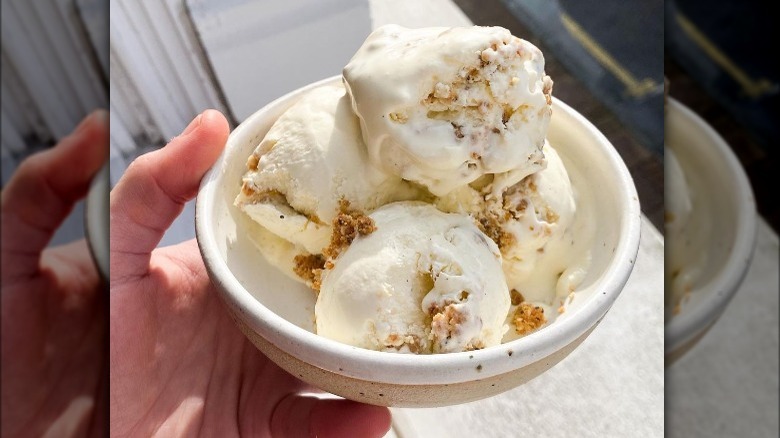 everything bagel ice cream served in bowl
