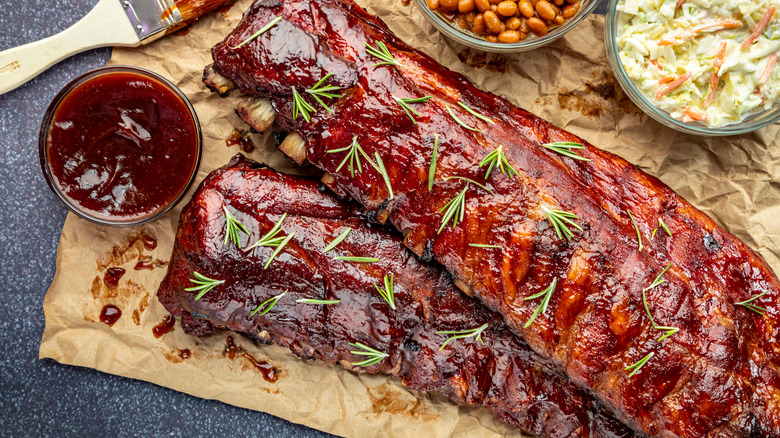 pork ribs with BBQ sauce