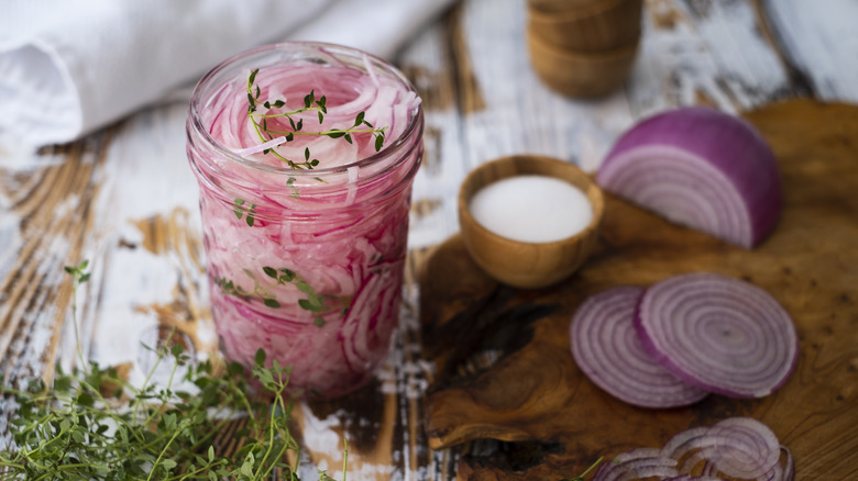 A jar of pickled onions