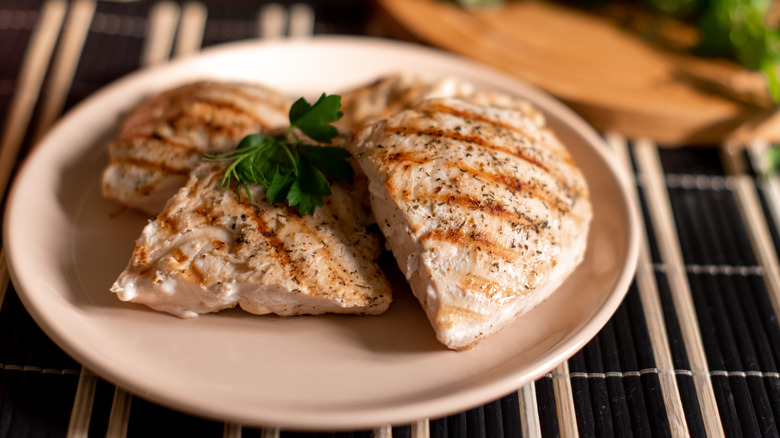 Grilled chicken on plate