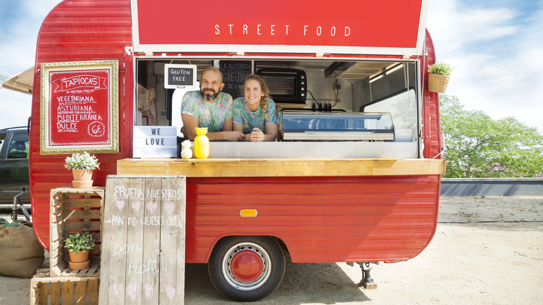 smiling in food truck