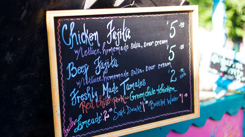 menu at food truck